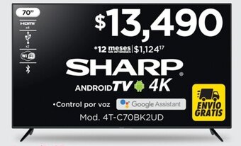 Chedraui SHARP Android TV 4K Mod. 4T-C70BK2UD oferta