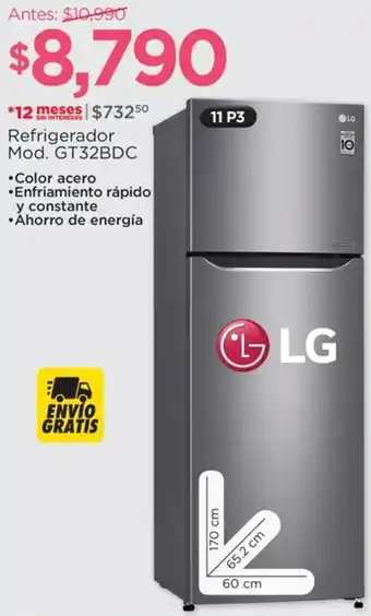 Chedraui Refrigerador Mod. GT32BDC LG oferta