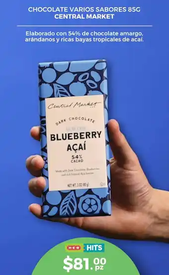 CHOCOLATE VARIOS SABORES 85G CENTRAL MARKET