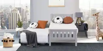 Muebles Dico Cama individual elena gris con cama baja oferta
