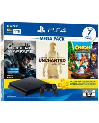 Gameplanet Consola playstation 4 slim negro 1tb megapack 7 oferta