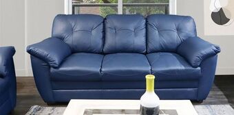 Muebles Dico Sofá 3 plazas de piel derby confort azul oferta