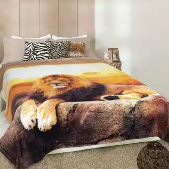 Edredón con borrega estampado leon