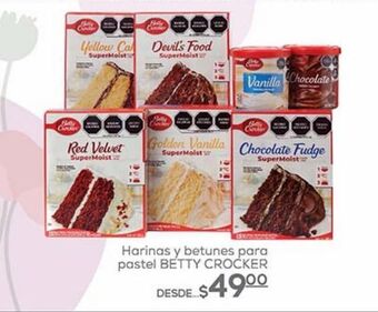 Harinas y betunes para pastel betty crocker