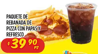 Paquete De Rebanada De Pizza Con Papas Y Refresco