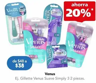 Farmacia San Pablo Gillette venus simply 3 rastrillos para afeitar desechables cabeza móvil 2 piezas oferta