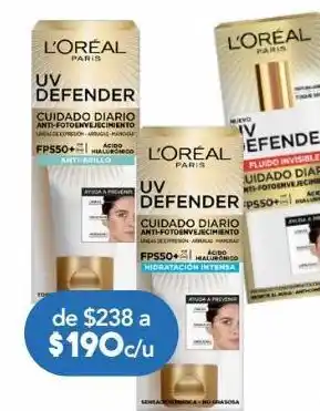 Farmacia San Pablo L´oreal crema facial fps 50+ uv defender anti-brillo con color - claro 40 g oferta