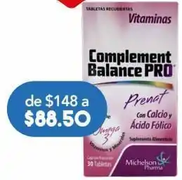 Farmacia San Pablo Complement balance pro con calcio y ácido fólico 30 tabletas oferta