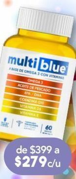 Farmacia San Pablo Multiblue base de omega 3 con vitaminas libre de olor a pescado sabor limón 60 cápsulas oferta