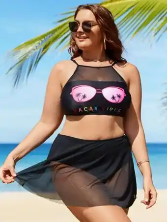 SHEIN Gafas & con estampado de letra bañador bikini oferta