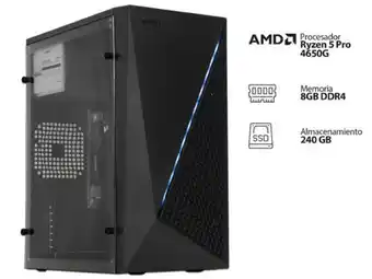 PCEL Pc gamer powerbit pixel iv black: procesador amd ryzen 5 pro 4650g (hasta 4.2 ghz), memoria de 8gb ddr4, ssd de 240gb, video oferta