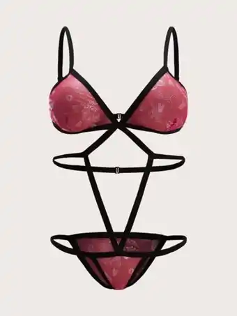 SHEIN Body teddy con malla con abertura oferta