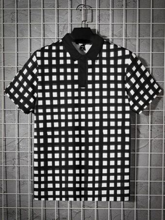 SHEIN Shein hombres camisa polo con estampado de cuadros oferta
