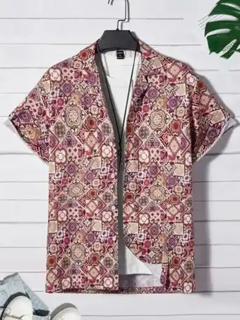 SHEIN Shein hombres camisa con estampado de retazo sin camiseta oferta