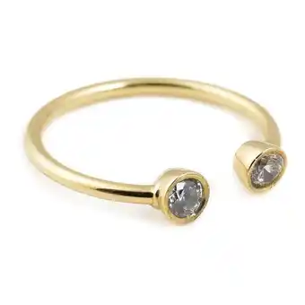 Sears Anillo para mujer acabado dorado tu y yo con zirconias dobleo oferta