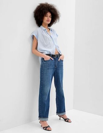 GAP Camisa de algodón manga corta para mujer oferta