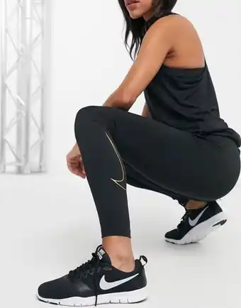 ASOS Nike training one colourblock leggings in black and blue oferta