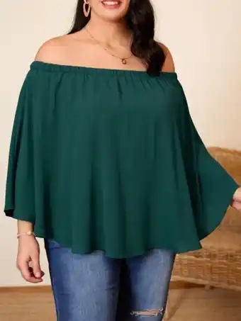 Emery rose de hombros descubiertos unicolor poncho blusa
