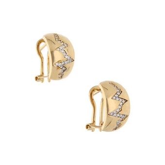 Nacional Monte de Piedad Aretes diseño especial con circonias en oro amarillo 14 kilates. oferta