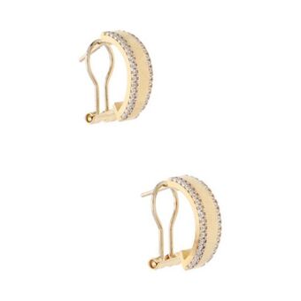Nacional Monte de Piedad Aretes diseño especial con circonias en oro amarillo 14 kilates. oferta