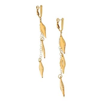 Nacional Monte de Piedad Aretes diseño especial con colgantes en oro amarillo 14 kilates. oferta