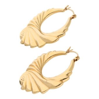 Nacional Monte de Piedad Arracadas huecas en oro amarillo 14 kilates. oferta