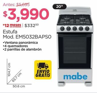 Chedraui Estufa mabe oferta