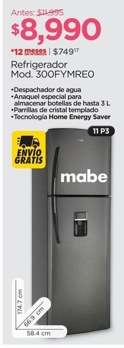 Chedraui Refrigerador mabe oferta