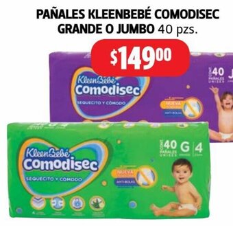 Farmacias Guadalajara PAÑALES KLEENBEBÉ COMODISEC GRANDE O JUMBO 40 pzs. oferta