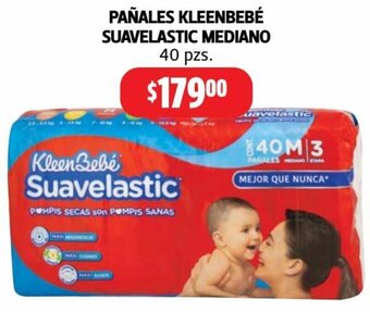 Farmacias Guadalajara PAÑALES KLEENBEBÉ SUAVELASTIC MEDIANO 40 pzs. oferta
