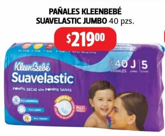 Farmacias Guadalajara PAÑALES KLEENBEBÉ SUAVELASTIC JUMBO 40 pzs. oferta