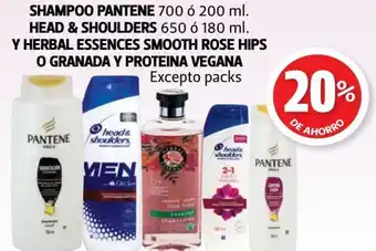 Farmacias Guadalajara SHAMPOO PANTENE 700 ó 200 ml. HEAD & SHOULDERS 650 ó 180 ml. Y HERBAL ESSENCES SMOOTH ROSE HIPS O GRANADA Y PROTEINA VEGANA oferta