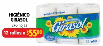 Farmacias Guadalajara HIGIÉNICO GIRASOL 270 hojas 12 rollos oferta
