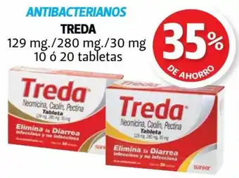 Farmacias Guadalajara ANTIBACTERIANOS TREDA 129 mg./280 mg./30 mg 10 ó 20 tabletas oferta