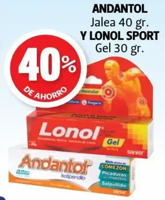 Farmacias Guadalajara ANDANTOL Jalea 40 gr. Y LONOL SPORT Gel 30 gr. oferta