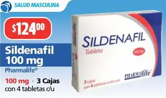 Farmacias Guadalajara SILDENAFIL 100 mg 3 Cajas con 4 tabletas cada una oferta