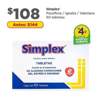 Simplex Passiflora / Ignatia / Valeriana 60 tabletas