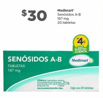 Bodega Aurrerá Medimart Senósidos A-B 187 mg 20 tabletas oferta