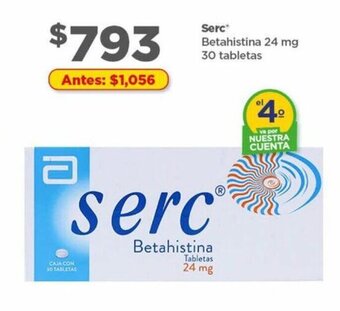 Bodega Aurrerá Serc Betahistina 24 mg 30 tabletas oferta