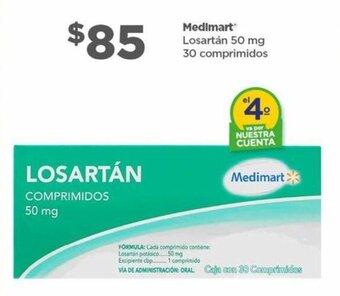 Bodega Aurrerá Medimart Losartán 50 mg 30 comprimidos oferta