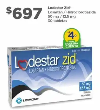 Bodega Aurrerá Lodestar Zid Losartan / Hidroclorotiazida 50 mg / 12.5 mg 30 tabletas oferta
