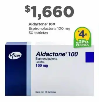 Bodega Aurrerá Aldactone* 100 Espironolactona 100 mg 30 tabletas oferta