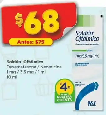 Bodega Aurrerá Soldrin Oftálmico Dexametasona / Neomicina 1 mg / 3.5 mg/1ml 10 ml oferta