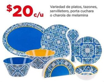 Variedad de platos, tazones, servilletero, porta cuchara o charola de melamina