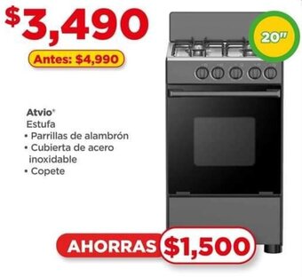 Bodega Aurrerá Atvio Estufa • Parrillas de alambrón • Cubierta de acero inoxidable • Copete oferta
