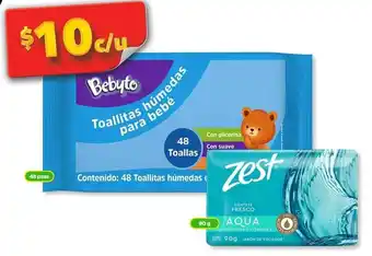 Bodega Aurrerá Bebyto Toallitas húmedas para bebé 48 pzas / Zest 90g JABÓN DE TOCADOR oferta