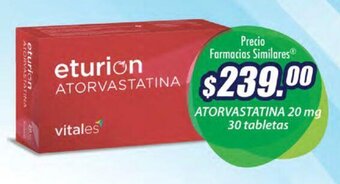 Farmacias Similares ATORVASTATINA 20 mg 30 tabletas oferta