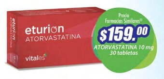 Farmacias Similares ATORVASTATINA 10 mg 30 tabletas oferta