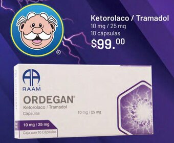 Farmacias Similares Ketorolaco / Tramadol 10 mg / 25 mg 10 cápsulas oferta