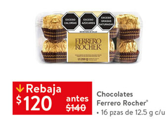Walmart Chocolates Ferrero Rocher® • 16 pzas de 12.5 g c/u oferta